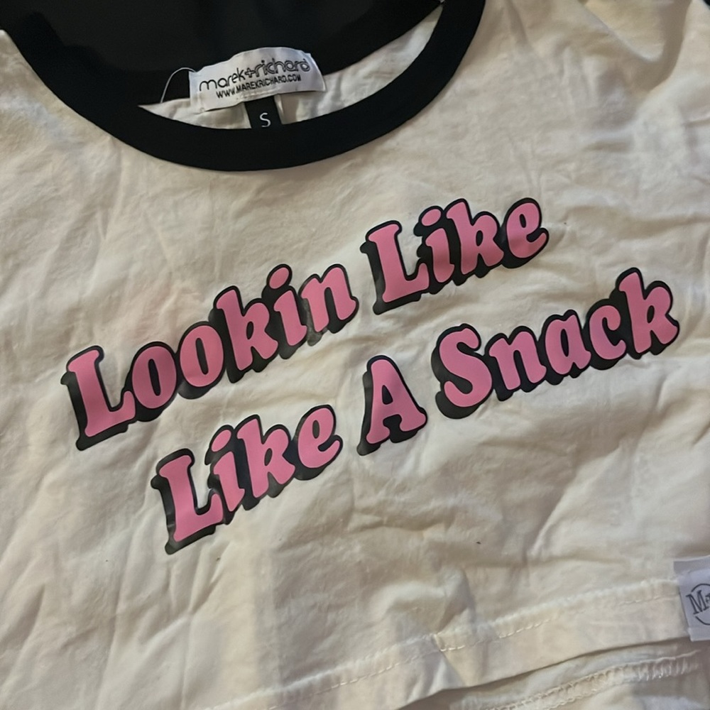 “Looking Like A Snack” extreme unisex crop top by Marek + Richard. - Picture 3 of 6